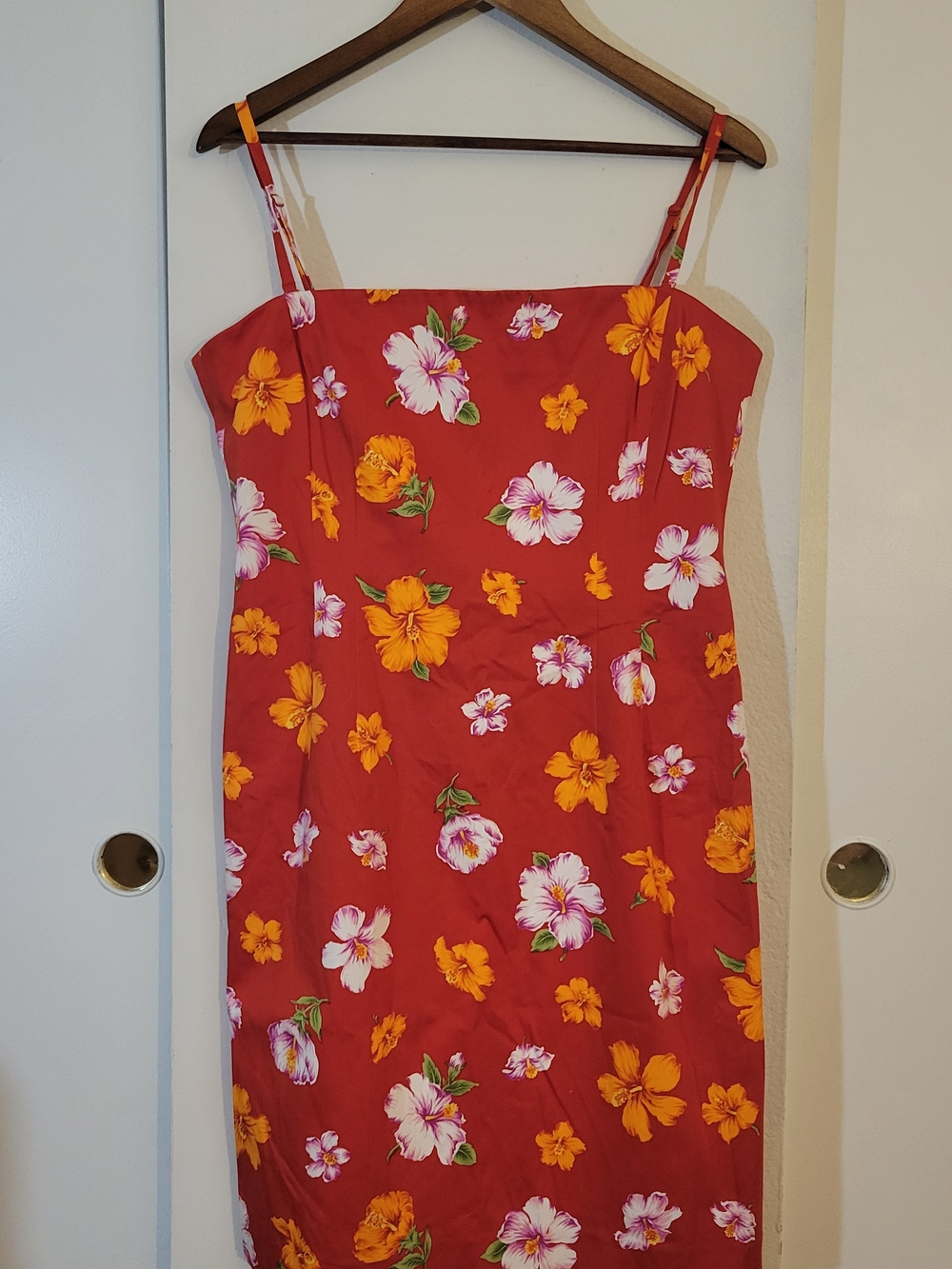 Jones New York Signature Red Floral Spaghetti Strap Sundress